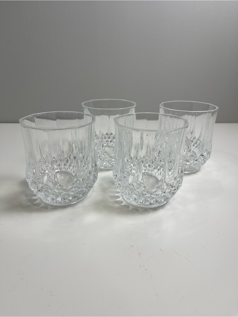 Crystal D’Arques Long Chamo Faceted Clear Whiskey Glasses - Set of 4